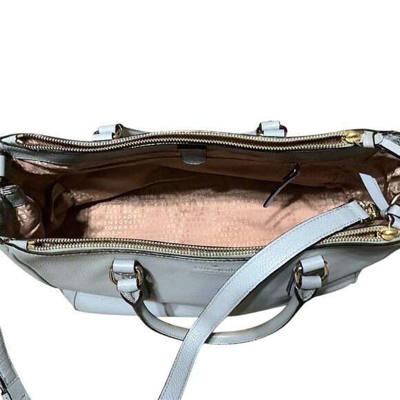 Kate Spade Light Blue Pebbled Leather Satchel With Dual Handles & Adjustable Cro - Picture 9 of 12